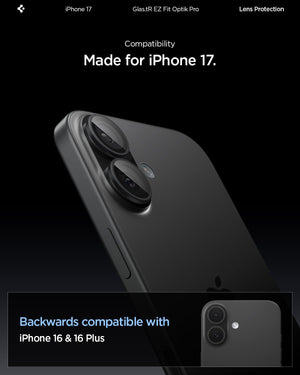 Spigen iPhone 17 / 16 Plus / 16 Camera Lens Protector GLAS.tR EZ Fit Optik Pro (2 Pack) - Black - image 2