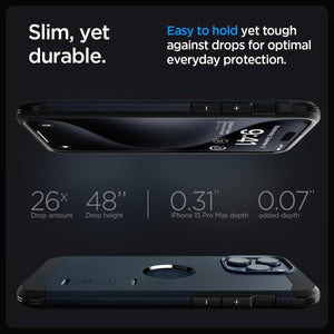 Spigen Tough Armor (MagFit) case for iPhone 15 Pro Max in Metal Slate – detail image 6
