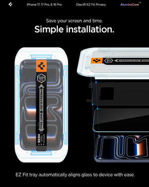Spigen iPhone 16 Pro Screen Protector – GLAS.tR EZ Fit | Privacy – detail image 5