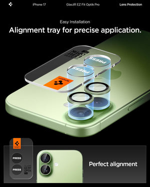 Spigen iPhone 17 Camera Lens Protector GLAS.tR EZ Fit Optik Pro (2 Pack) - Sage - image 4