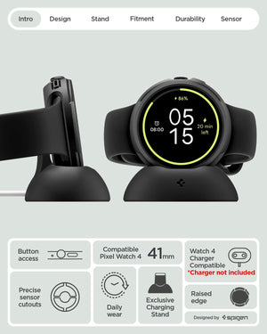 Spigen Pixel Watch 4 41mm Liquid Air case and stand - Matte Black - image 2