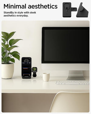 Spigen MagFit Duo MagSafe Charging Stand with Apple Watch Charger Holder - Black - image 3