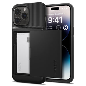 Spigen Slim Armor CS iPhone 14 Pro Card Holder Case - Black - image 1