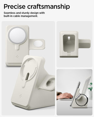 Spigen MagFit Duo MagSafe Charging Stand with Apple Watch Charger Holder - Dune Beige - image 4