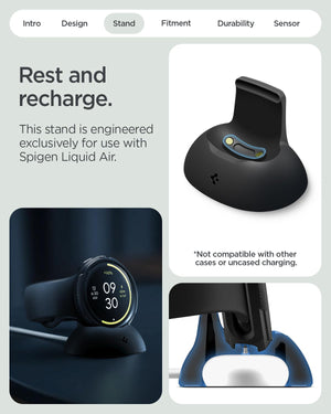 Spigen Pixel Watch 4 41mm Liquid Air case and stand - Matte Black - image 5
