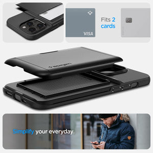 Spigen Slim Armor CS iPhone 14 Pro Card Holder Case - Black - image 3