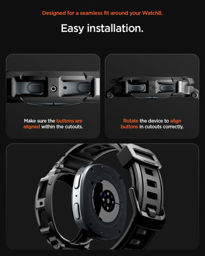 Spigen Galaxy Watch 8 40mm Case + Band - Rugged Armor Pro - Matte Black - Matte Black - image 3