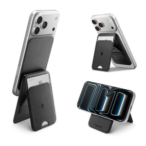 Spigen Slim Fold MagSafe Wallet Stand - Black - 1-Card Tripod - image 1