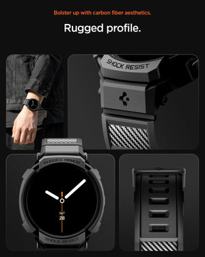 Spigen Galaxy Watch 9 44mm Case + Band - Rugged Armor Pro - Matte Black - image 5