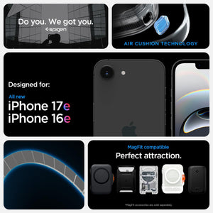 Spigen Rugged Armor MagFit case detail image for iPhone 17e and iPhone 16e