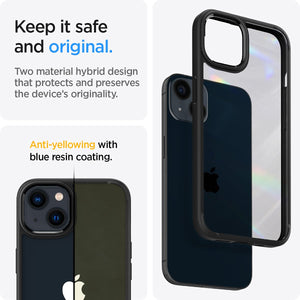 Spigen iPhone 13 Case Ultra Hybrid – Matte Black hybrid construction and anti-yellowing feature