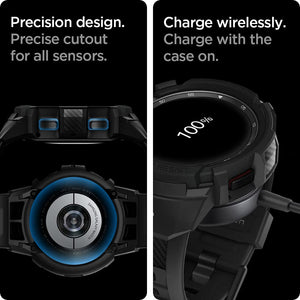 Spigen Galaxy Watch 4 Classic 46mm Case + Band - Rugged Armor Pro - Black - image 6