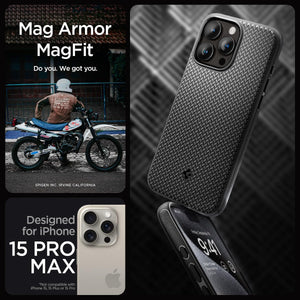 Spigen iPhone 15 Pro Max Case Mag Armor MagFit - Matte Black - image 2