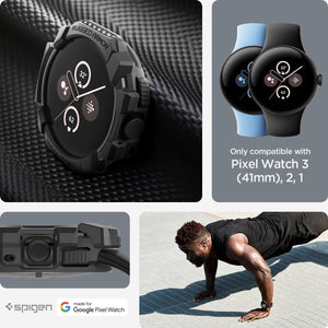 Spigen Pixel Watch 3 2 1 41mm Rugged Armor case - Matte Black - image 2