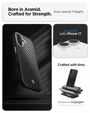 Spigen iPhone 17 Case Enzo Aramid T MagFit - Black Silver - image 2