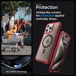 Spigen Ultra Hybrid (MagFit) case for iPhone 15 Pro Max in Deep Red – detail image 3