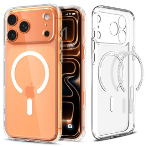 Spigen iPhone 17 Pro Ultra Hybrid MagFit case in Frost White - front and back product view