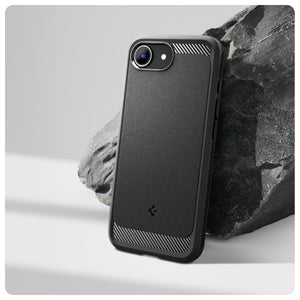 Spigen Rugged Armor MagFit case angle image for iPhone 17e and iPhone 16e