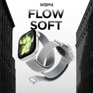 Silver stainless steel mesh design of Spigen WBM4 Apple Watch band