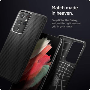 Spigen Galaxy S21 Ultra Case - Liquid Air - Matte Black - image 5
