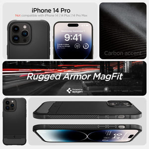 Spigen Rugged Armor MagFit iPhone 14 Pro Case - Matte Black - image 2