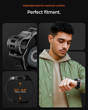 Spigen Galaxy Watch 9 44mm Case + Band - Rugged Armor Pro - Matte Black - image 6