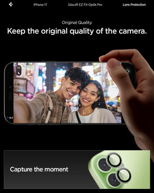 Spigen iPhone 17 Camera Lens Protector GLAS.tR EZ Fit Optik Pro (2 Pack) - Sage - image 3