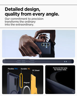 Spigen Galaxy S25 Ultra Nano Pop MagFit case detail - Blueberry Navy