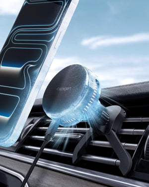 Spigen Essential CryoMax Qi2.2 25W Wireless Charger Car Mount - Black - image 1