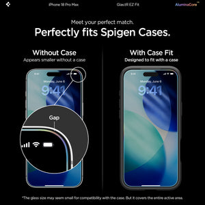 Spigen iPhone 18 Pro Max Screen Protector – GLAS.tR EZ Fit, Online Version – 2 Pack – Case-friendly fit
