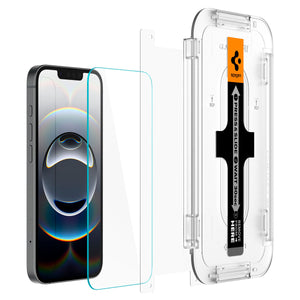 Spigen iPhone 17e / 16e / 14 / 13 Pro / 13 Screen Protector GLAS.tR EZ Fit | Sensor Protected (2 Pack) view 8