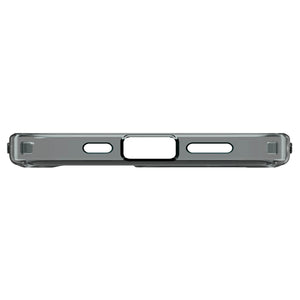 Spigen iPhone 17e and iPhone 16e Ultra Hybrid case in Space Crystal - top and bottom edge profile