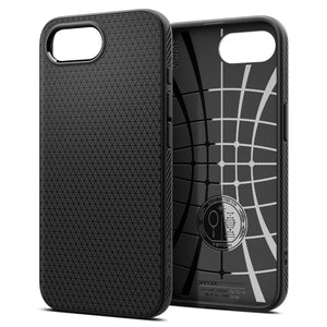 Spigen iPhone 17e and iPhone 16e Liquid Air case in Matte Black - exterior and interior view