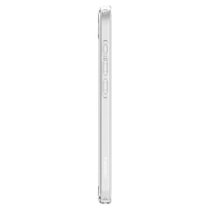 Spigen iPhone 17e and iPhone 16e Ultra Hybrid case in Crystal Clear - side button profile