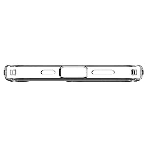Spigen iPhone 17e and iPhone 16e Ultra Hybrid case in Crystal Clear - top and bottom edge profile