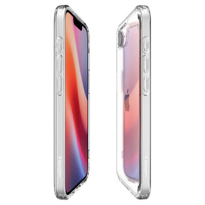 Spigen iPhone 17e and iPhone 16e Ultra Hybrid case in Crystal Clear - front and rear side profiles
