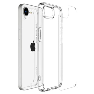 Spigen iPhone 17e and iPhone 16e Ultra Hybrid case in Crystal Clear - case installation view