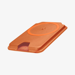 Close-up of the Spigen Valentinus MagFit+ Metallic Orange wallet