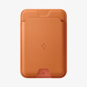 Front view of the Spigen Valentinus MagFit Metallic Orange wallet