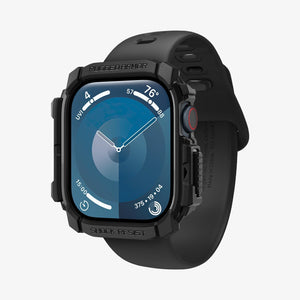 ACS08585 - Apple Watch Series 11 / 10 (42mm) Case Rugged Armor in Matte Black showing the front, partial sides and inner bottom