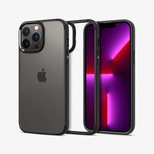 Spigen iPhone 13 Pro Max Case – Ultra Hybrid - Matte Black back and front views