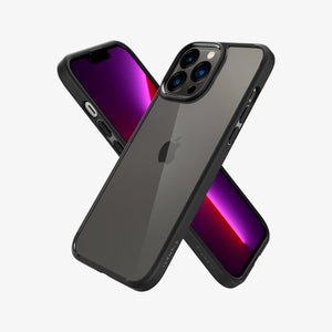 Spigen iPhone 13 Pro Max Case – Ultra Hybrid - Matte Black front and back angled views