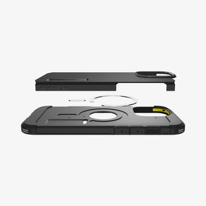 Spigen iPhone 16 Pro Tough Armor T AI MagFit case in Black - separated case layers and magnetic ring