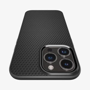 Spigen iPhone 14 Pro Case – Liquid Air - Matte Black - zoomed textured-back detail