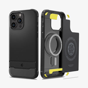 Spigen Rugged Armor (MagFit) case for iPhone 15 Pro Max in Matte Black – detail image 2