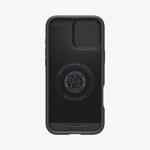 Spigen iPhone 16 Pro Case – Optik Armor MagFit in Black – interior view with the camera cover closed