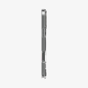 Spigen iPhone 16 Pro Ultra Hybrid S MagFit case in Crystal Clear - side button and case profile