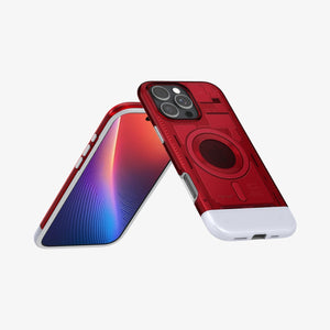 Spigen iPhone 16 Pro Classic C1 MagFit case in Ruby - angled stand-style product view
