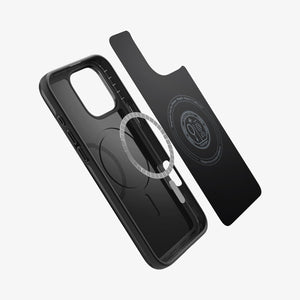Spigen iPhone 16 Pro Thin Fit MagFit case in Black - internal magnetic ring and liner components