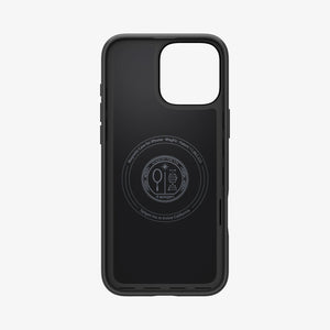 Spigen iPhone 16 Pro Thin Fit MagFit case in Black - interior magnetic pattern and camera cutout